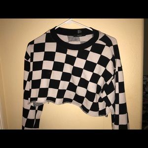 Cropped checkered long sleeve